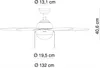 Technical drawing of a ceiling fan with dimensions labeled. Anteprima dell’immagine prodotto