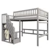 A gray loft bed with stairs and storage is shown against a white background. Náhled obrázku produktu
