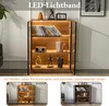 A display cabinet with LED lighting, showcasing books and decorative items. The image also includes smaller inset images of the cabinet. Náhľad obrázku produktu