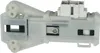A white plastic washing machine door lock mechanism is shown against a white background. Produktbild-Vorschau