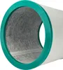 A close-up, angled view of a cylindrical air purifier filter, showing the pleated white outer material and the dense gray inner filtration layer. A teal-colored rim secures the filter. Produktbild-Vorschau