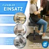 A woman is using a rolling stool in a hair salon, with inset images showing the stool in a workshop, a cosmetic setting, and a dental office. Náhľad obrázku produktu