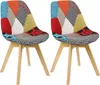 Two colorful patchwork chairs with wooden legs. Produktbild-Vorschau