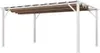 A white aluminum pergola with a brown retractable canopy, shown outdoors against a white background. Podgląd zdjęcia produktu
