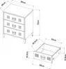 Technical drawing with dimensions of a chest of drawers. Voir les images du produit