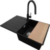 PRIMAGRAN Granitspüle Schwarz 78x50cm, Spülbecken 1 Becken Produktbild-Vorschau 1