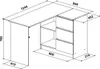 A technical drawing with dimensions of a corner computer desk. Produktbild-Vorschau