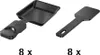 Two black raclette pans and spatulas are shown against a white background. Náhľad obrázku produktu