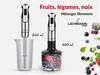 Advertisement for Lehmann Home hand blenders, showcasing their ability to mix fruits, vegetables, and nuts, with different capacity measurements and product models shown. Náhľad obrázku produktu