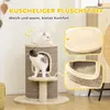 Škrabadlo pro kočky PawHut, výška 61 cm, s 2 úkryty, béžové Náhled obrázku produktu 6