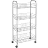 A silver metal storage trolley with four baskets and wheels, shown against a white background. Produktbild-Vorschau
