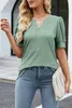 ASKSA Damen T-Shirt Puffärmel Aushöhlen Bluse V-Ausschnitt Produktbild-Vorschau 4