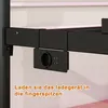Close-up of a black metal bed frame with integrated USB ports and a power outlet. Produktbild-Vorschau