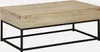 A coffee table with a wood-effect top and black metal legs, shown against a white background. Produktbild-Vorschau