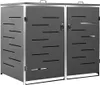 A grey metal bin enclosure with two doors, each with a horizontal slit pattern and a lock. The enclosure has a silver metal frame and handles on top. Náhled obrázku produktu
