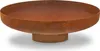 A rusty metal fire bowl on a stand, shown from a side angle against a white background. Produktbild-Vorschau