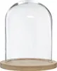 A clear glass dome with a wooden base. Produktbild-Vorschau
