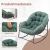 A rocking chair with cushions, shown with close-up images highlighting its features. Produktbild-Vorschau