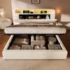 A modern bedroom with a storage bed featuring LED lighting and integrated charging ports. Náhled obrázku produktu