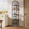A wine rack filled with bottles and glasses in a room with a window and a door. Náhľad obrázku produktu