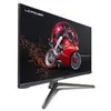 A gaming monitor displaying a dynamic image of a red motorcycle. Produktbild-Vorschau
