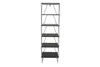 A tall, narrow, black metal bookshelf with five shelves. Náhled obrázku produktu