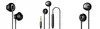 A studio shot of multiple black earphones against a white background. Podgląd zdjęcia produktu