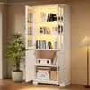 Merax Hochschrank mit LED und Glastüren, Vitrine Produktbild-Vorschau 3