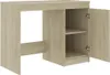 A light brown wooden desk with an open cabinet on the right side, showing two shelves. Podgląd zdjęcia produktu