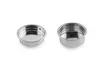 Two stainless steel espresso machine filter baskets are shown against a white background. Produktbild-Vorschau