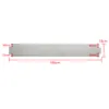 A silver metal garden edging strip with dimensions indicated by red text and lines. Voir les images du produit