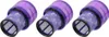 Three purple vacuum cleaner filters arranged in a row against a white background. Produktbild-Vorschau