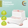 Premium zweistufiger Tritthocker weiß/rot stabiler Hocker Produktbild-Vorschau 2