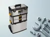 Perel Werkzeugwagen 3-in-1, robuster Trolley aus Edelstahl, Produktbild-Vorschau 1