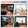 Collage of four scenes showing a projection screen being used in different settings: living room, meeting room, bedroom, and classroom. Anteprima dell’immagine prodotto
