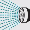 An abstract graphic representing a shower head emitting water droplets. Produktbild-Vorschau