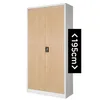 A tall, two-door storage cabinet with a light wood grain front and a white frame, displayed against a white background. Voir les images du produit