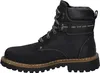 A black leather boot with a brown sole is shown against a white background. Produktbild-Vorschau