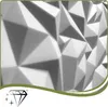 A close-up, abstract view of a white 3D wall panel with a geometric, faceted design. Podgląd zdjęcia produktu