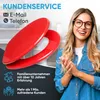A woman is smiling and clapping her hands next to a red toilet seat. The background shows a bathroom setting and marketing text about customer service and company experience. Náhled obrázku produktu