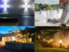A collage of four images showcasing different garden lighting scenarios and installation. Produktbild-Vorschau