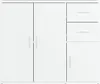 A white sideboard with two doors on the left and two drawers and one door on the right. Produktbild-Vorschau