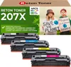A product image for toner cartridges, featuring a box, toner cartridges, and two children holding signs about saving the planet. Produktbild-Vorschau