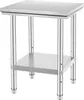 A stainless steel prep table with a shelf. Podgląd zdjęcia produktu