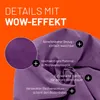 Marketing image highlighting product features with text overlays and a close-up of the fabric texture. Produktbild-Vorschau