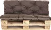 A brown cushion set on a wooden pallet. Produktbild-Vorschau