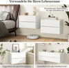 Collage of white floating nightstands in different room settings. Podgląd zdjęcia produktu