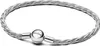 A silver Pandora bracelet with a round clasp is shown against a white background. Produktbild-Vorschau