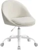 A white office chair with a sherpa-like seat and backrest is shown against a white background. Produktbild-Vorschau