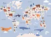 Vlies Fototapete - World Map With Animal Illustrations Produktbild-Vorschau 6